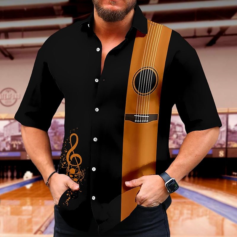 Per uomo Strumento musicale Camicia Camicia Estiva Camicia da Bowling Manica Corta Moda Anni 1950 Casual Vacanza Quotidiano Uscire Estate Collo ripiegato Stampato Rosso Blu Marrone Verde Grigio del 2025 a $24.99 –P1