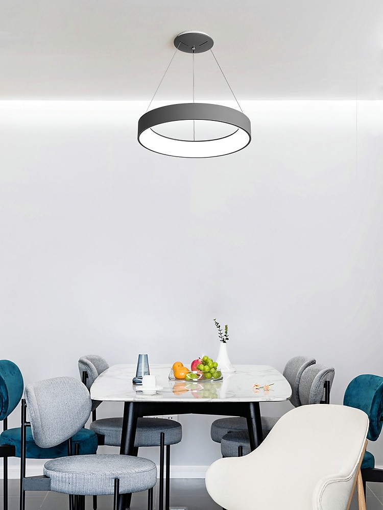 lampada a sospensione a led 45cm design a cerchio ad anello a 1 luce dimmerabile in pvc lampade a sospensione per camera da letto in stile moderno lussuoso 110-240v solo dimmerabile con telecomando del 2025 a $263.79 –P1