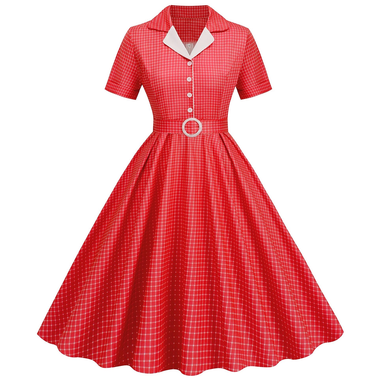Retro 50. léta Rockabilly Ke kolenům Houpací šaty Flare šaty Košilové šaty S páskem Pléd Dámské Karneval Plesová maškaráda Čajový dýchánek Běžné / Denní Retro tematická párty Dospělé Šaty Jaro léto 2025 - $29.99 –P12