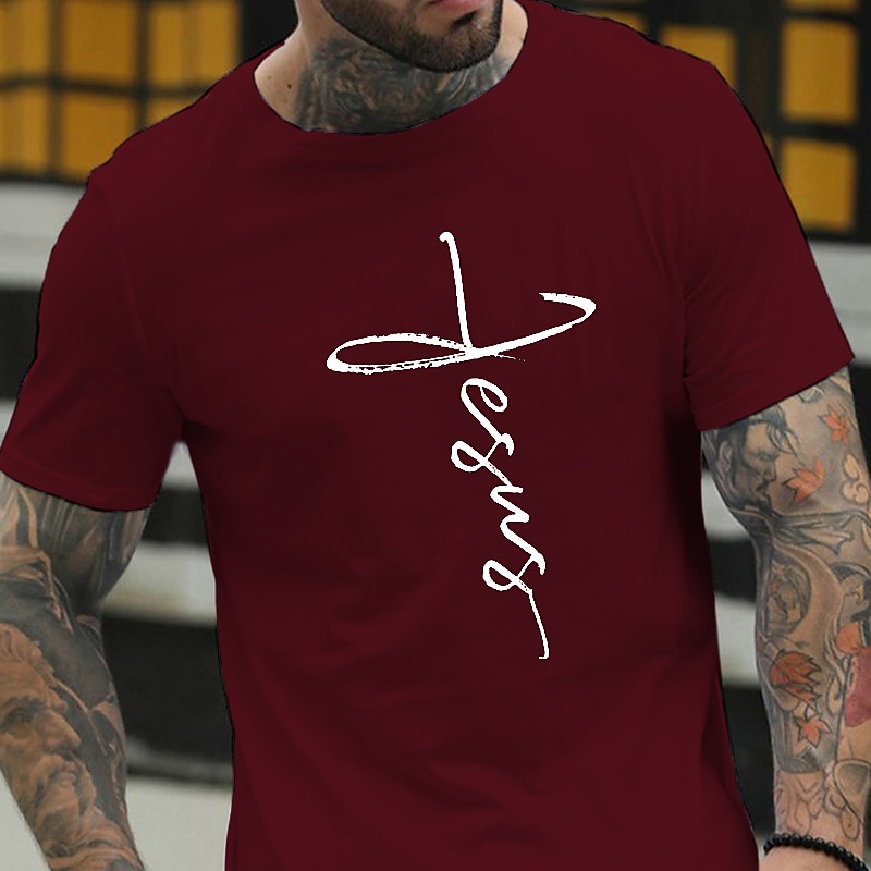 Homens Letra impressão de carta Camiseta Estilo casual Algodão Manga Curta Gráfico Camisa Vinho Preto Branco Camiseta confortável Férias Casual Roupas de estilistas de 2025 por $15.99 –P9