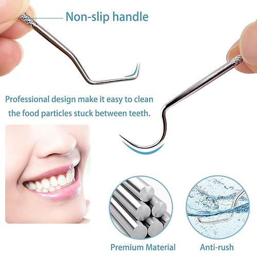 Juego de bolsillo para palillos de dientes de acero inoxidable portátil de 7 piezas, kit de limpieza de palillos de dientes de metal reutilizable con soporte para picnic al aire libre, camping, viajes 2025 - $7.99 -P4