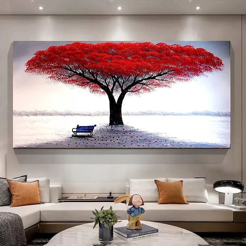Oil Painting Hand Painted Horizontal Floral / Botanical Comtemporary Modern Stretched Canvas 2025 - $146.99 –P5