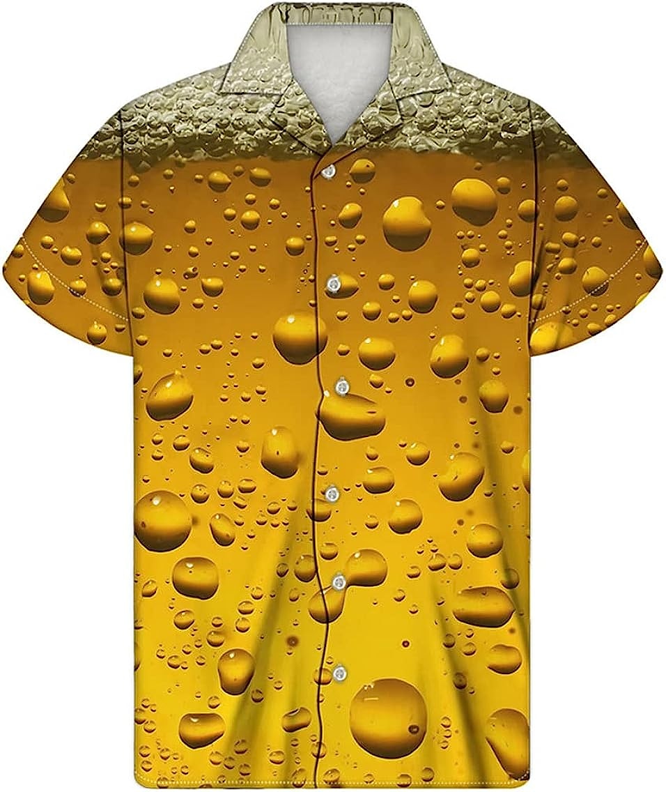 Homme Imprimés Photos Bière Chemise Chemise hawaïenne Chemise Aloha Manche Courte Tropique Mode Hawaïen Casual Hawaïen Vacances Eté Printemps Col rabattu Imprimer Bouton bas Jaune clair Noir Jaune de 2025 ? $24.99 –P4