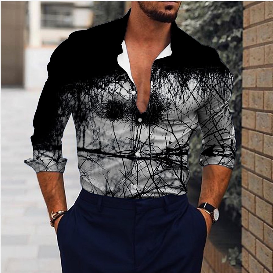 Per uomo Gradiente Geometrica Camicia Camicia con bottoni Manica lunga Di tendenza Originale Informale Esterno Da mare Giornaliero Autunno inverno Colletto Stampa Bottone giù Nero Rosso Blu Verde del 2025 a $26.99 –P1