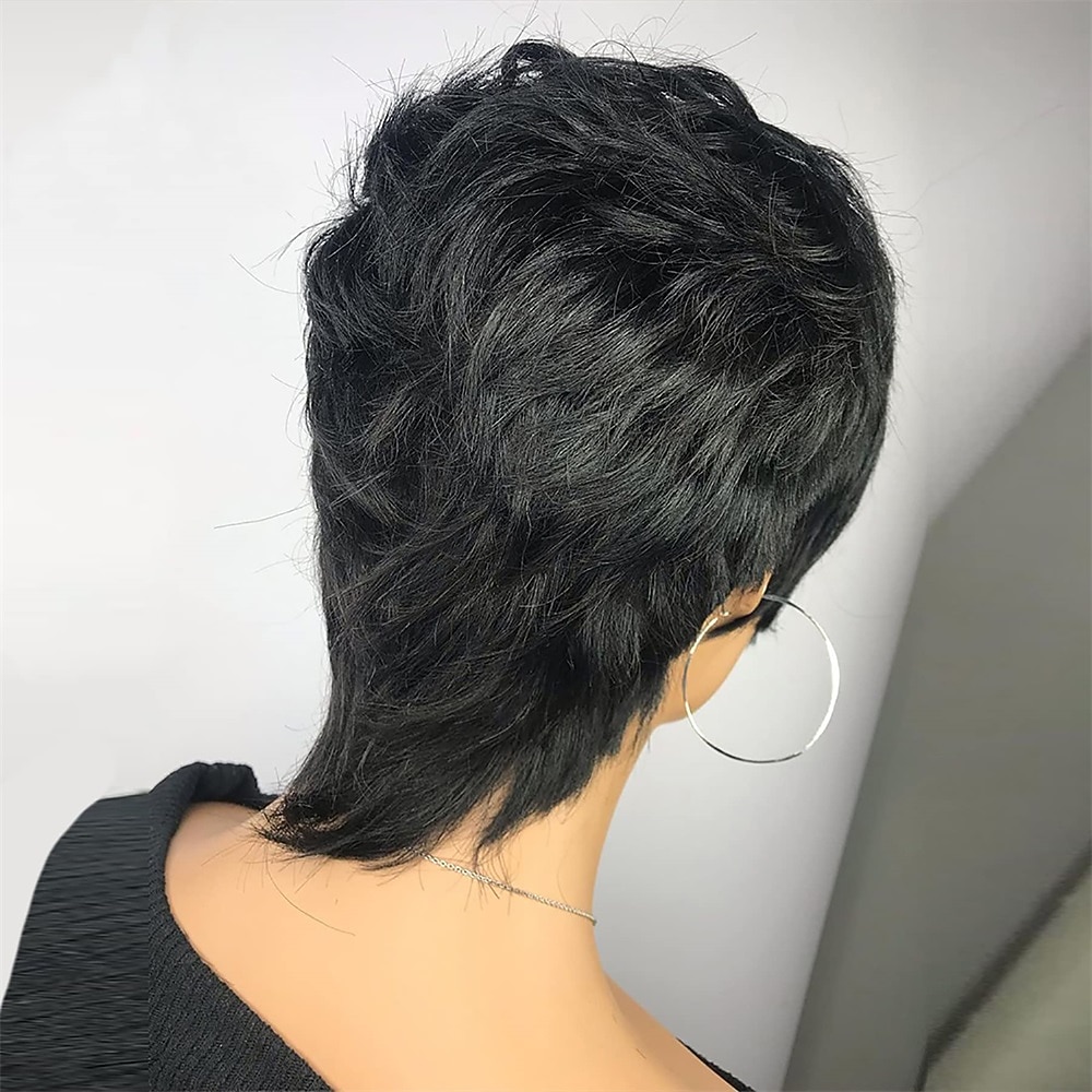 parrucca pixie cut per donne nere capelli umani vergini al 100% nessuno parrucche a strati frontali in pizzo con frangia capelli umani veri brasiliani parrucche pixie corte per donne nere uso del 2025 a $23.99 –P5
