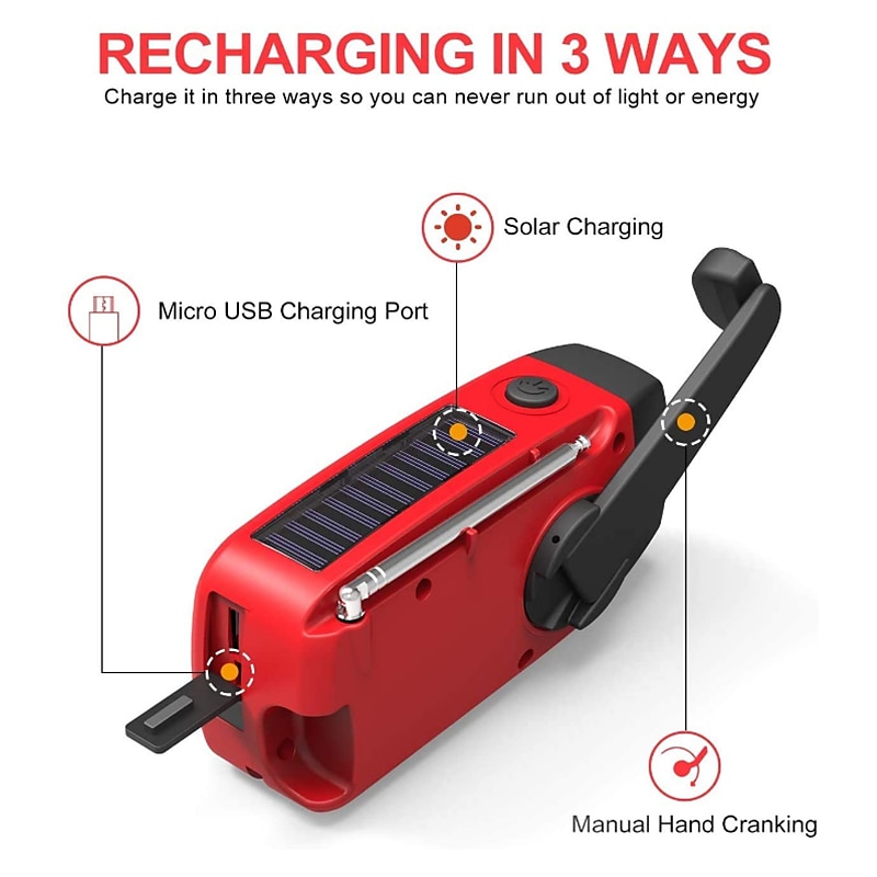 Multifunctional Hand Radio Solar Crank Dynamo Powered AM/FM/NOAA Weather Radio Use Emergency LED Flashlight and Power Bank 2025 - $46.99 –P3