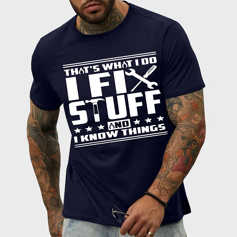 Men's Plus Size Big Tall T shirt Tee Tee Graphic Tee Crewneck Black White Navy Blue Short Sleeves Outdoor Going out Print Letter Clothing Apparel Cotton Blend Streetwear Stylish Casual 2025 - $14.99 –P6