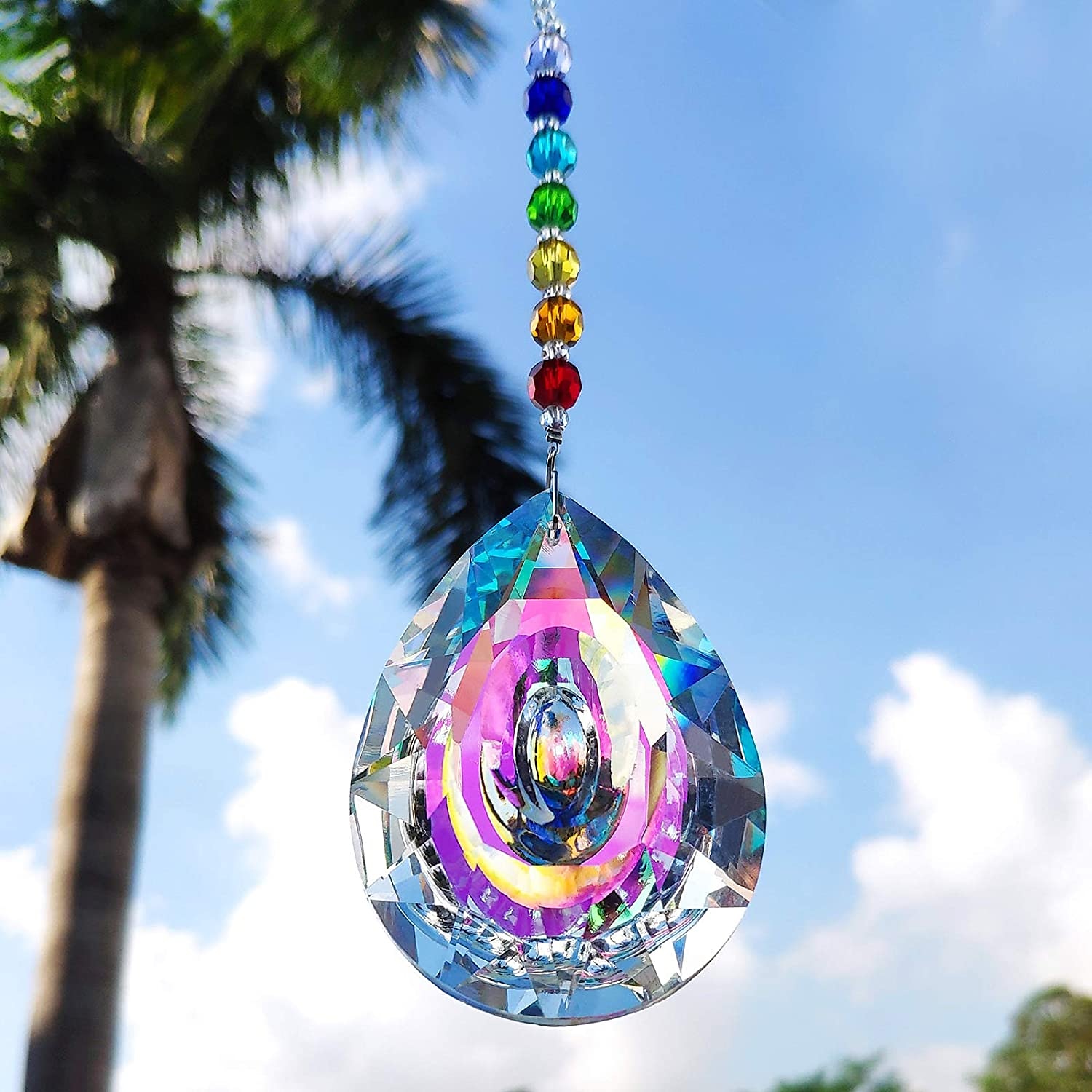 1PC Crystal Suncatcher Colorful Crystal Pendant Chandelier Rainbow Create Hanging Ornament Wall Hanging Tree Window Prism Ornament for Room Home Office Garden Decor 2025 - $8.49 –P2