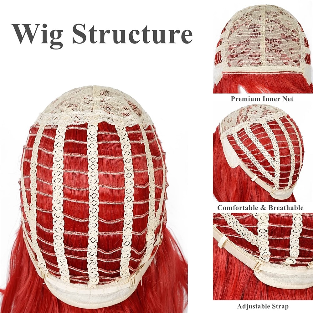 Косплэй парики Красный Вино Кудрявый Искусственные волосы Длинные парики Жен. парики Для вечеринки 2026 - $30.99 –P5