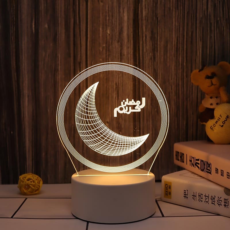 عيد مبارك ثلاثية الأبعاد زينة ضوء الليل أكريليك led إسلامي مسلم رمضان مهرجان لوازم للديكور المنزل مصباح ليلي ديكور غرفة نوم 2025 - $12.49 –P4