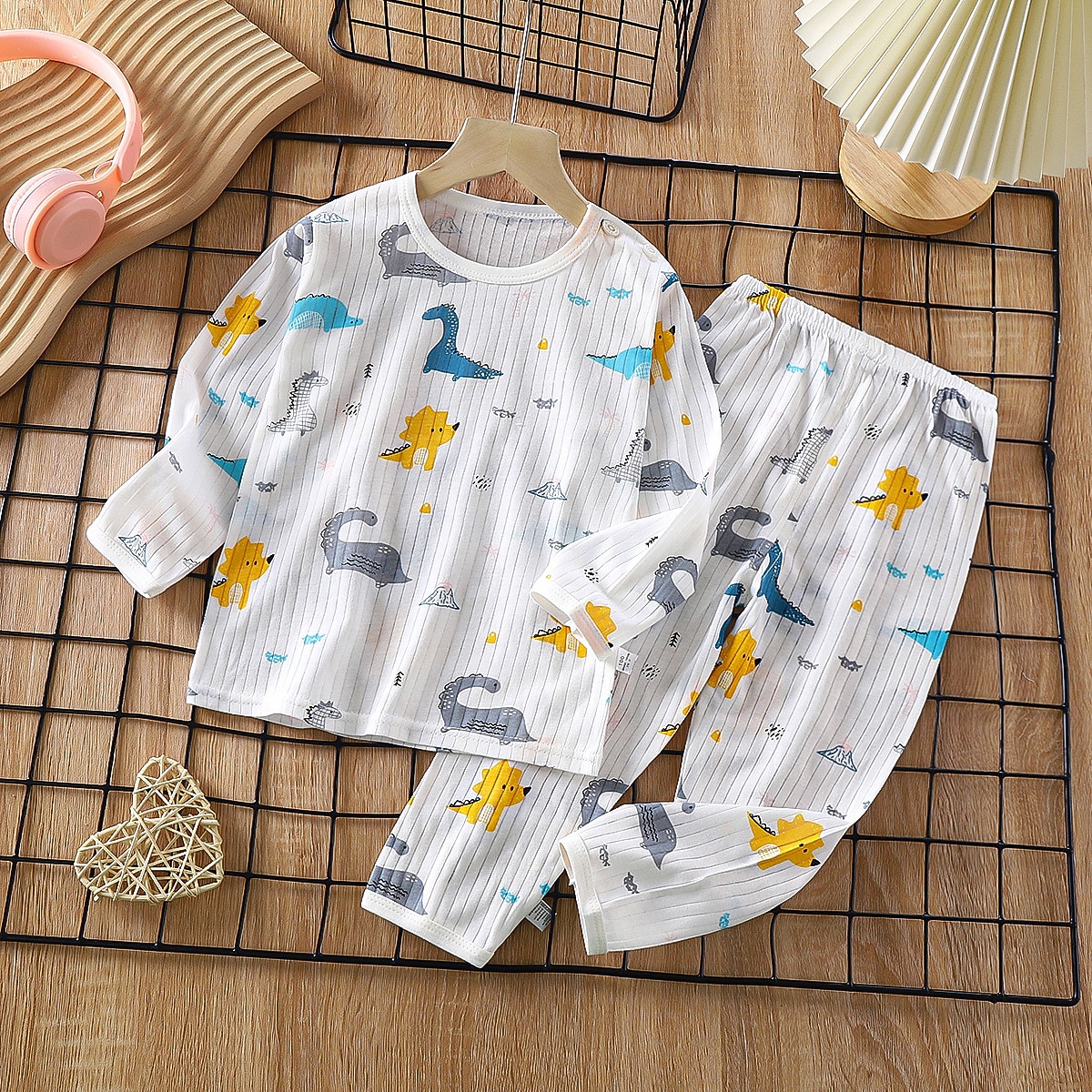 Copii Băieți 2 Piese Set pijama Manșon Lung Mânecă lungă-Z02-câine de lapte Mânecă lungă-Z04-Ursul de ceai cu lapte Maneca lunga-Z06-Nava spatiala Animal Desene Animate Vară Primăvară Zilnic Casă 2025 - $16.49 –P13