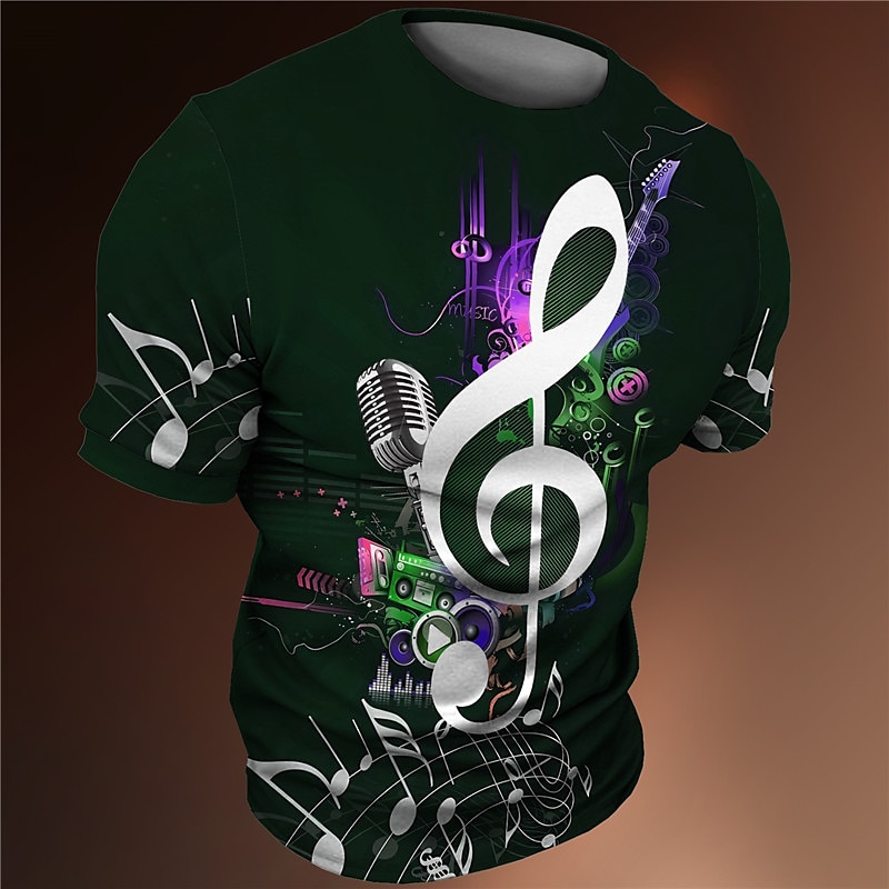 Festiwal Muzyczny Męskie Graficzny Nuty Podkoszulek Koszulki Krótki rękaw Podkoszulek Druk 3D Półgolf Koszula Zabytkowe Moda Designerskie Na zewnątrz Codzienny Sport Żółty Czerwony Fioletowy Wiosna i 2025 - $17.99 –P2