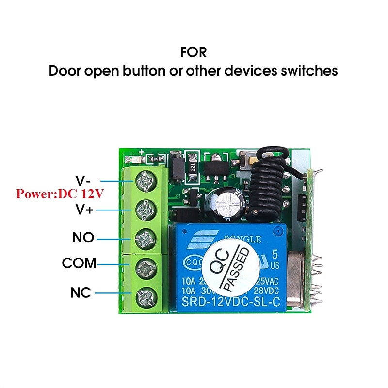 2025年 rf ワイヤレスリモコンスイッチリレー 433mhz dc 12v 1ch 受信機モジュール学習コード送信機リモート  コレクション – $19.99 –P1