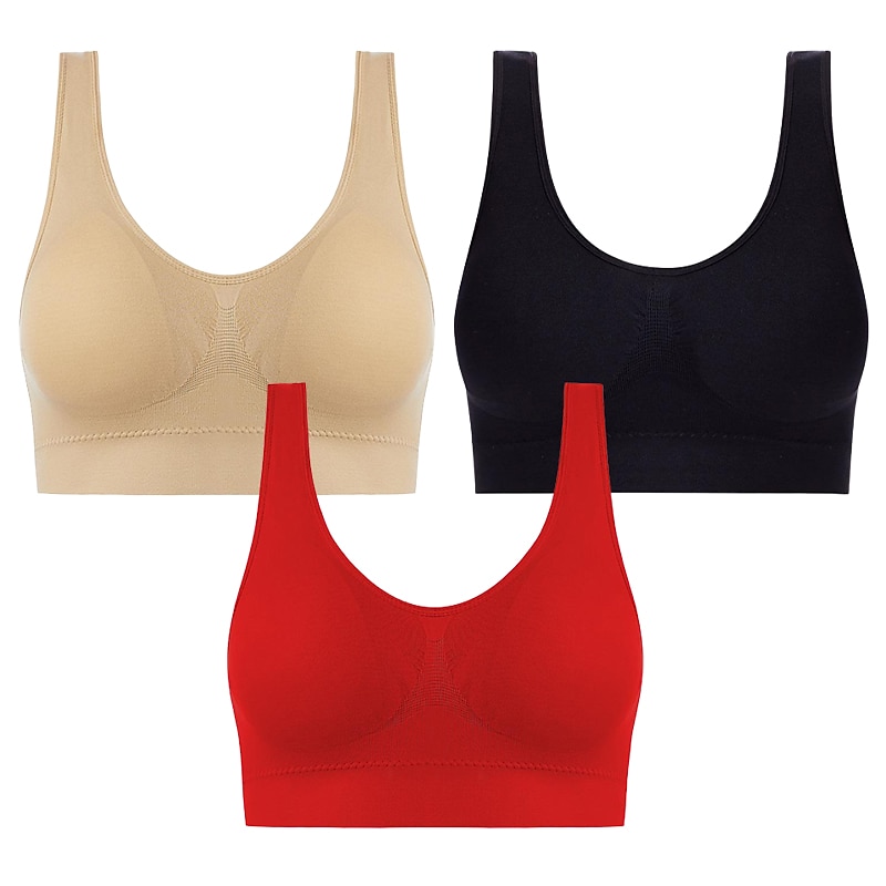 3 Packs Sports Bra for Women High Support with Removable Pad Wireless Yoga Fitness Gym Workout Bra Top Sport Activewear High Impact Breathable Comfortable Stretchy 2023 - AED 86 –P11