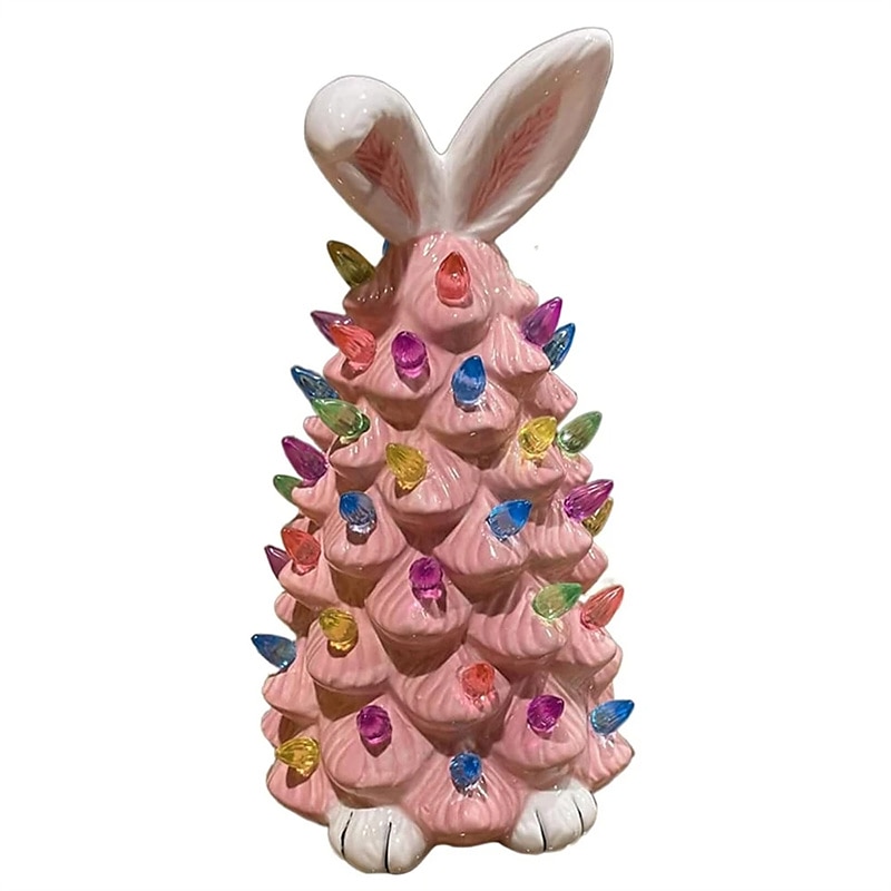 kanintre påskedekorasjon søt mini påske kanintre harpiksfargede lys 15cm kaninpynt hjemmeinnredning påskegave 2025 - $29.99 –P5