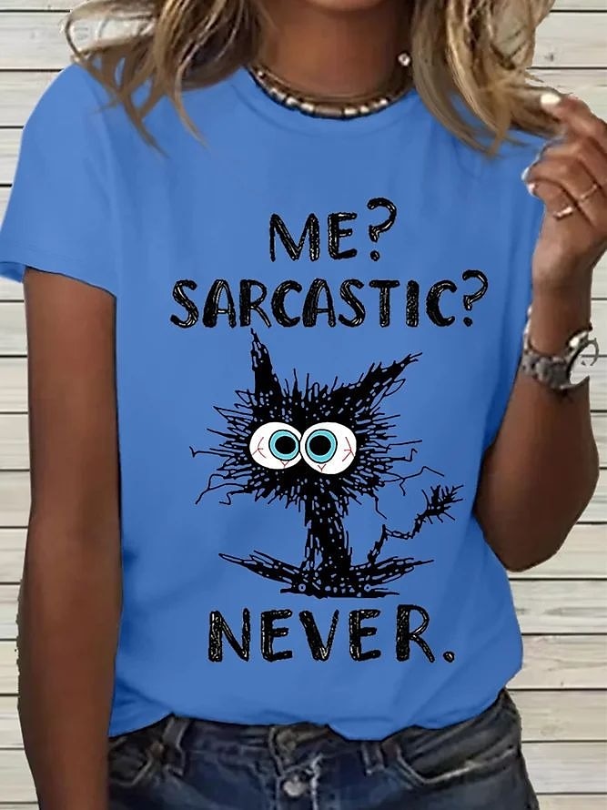 t-shirt basique pour femme avec imprimé de lettres de chat drôles à manches courtes et col rond pour tous les jours et le week-end blanc rose bleu de 2025 ? $19.99 –P2