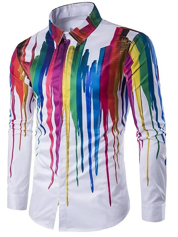 Men's Optical Illusion Geometric Pattern Shirt Button Up Shirt Long Sleeve Vintage Designer Retro Outdoor Casual Holiday Fall & Winter Turndown Print Button-Down Black White Light Green Black / Red 2025 - $26.99 –P5