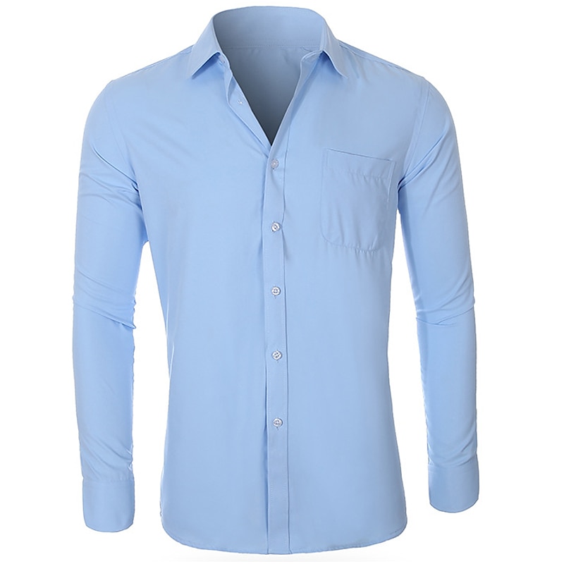 Men's Plain Shirt Long Sleeve Shirt Turndown Outdoor Business Black White Pale Blue Pale Pink Plus Size Clothing Apparel Modern Style Solid Retro Vintage 2025 - $21.99 –P3
