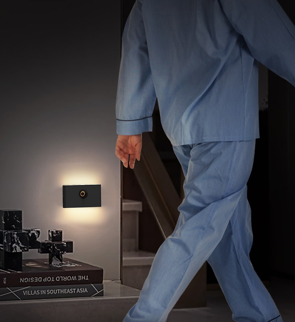 pir luz noturna de detecção de movimento usb recarregável led luz noturna de detecção de corpo humano lâmpada de parede de controle de luz inteligente para quarto guarda-roupa de parede banheiro casa de 2025 por $19.49 –P5