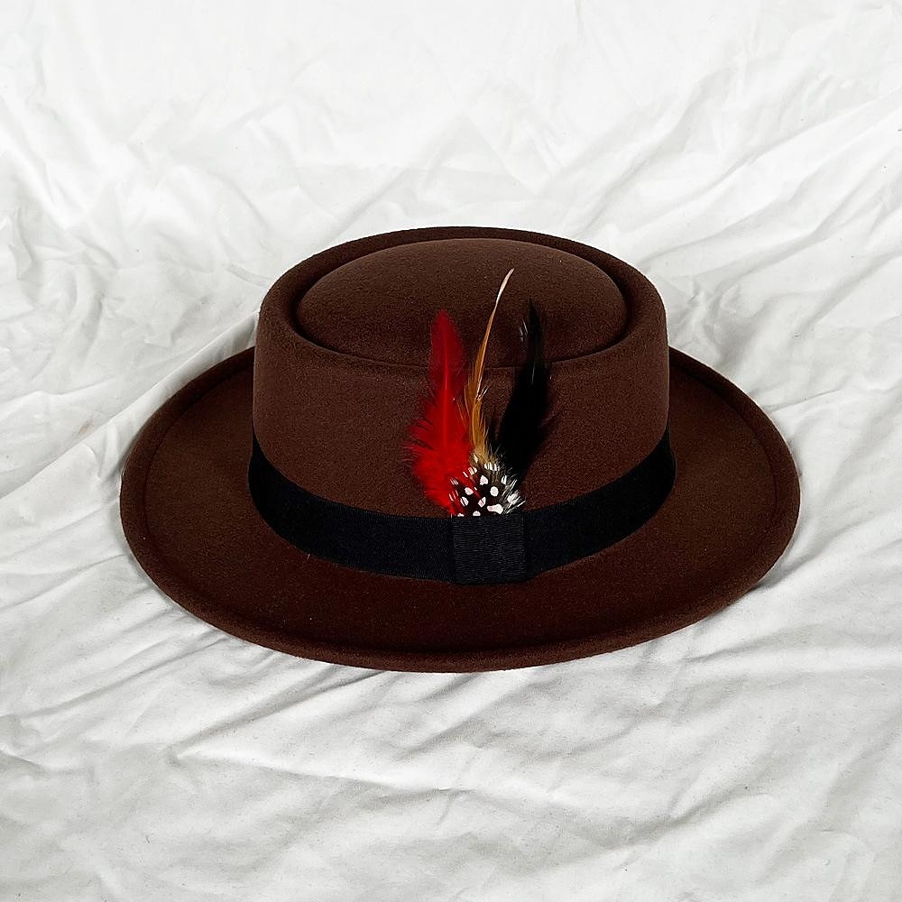 hattar Ull / Akryl Fedorahatt Formell Bröllop cocktail Royal Astcot Enkel Retro Med Fjäder Ren Färg Hårbonad Huvudbonader 2025 - $9.99 –P6