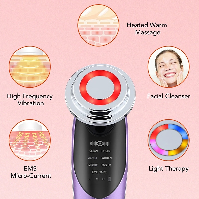 7 in 1 Facial Lifting Device EMS Radiofrequency Micro Current Rejuvenation Facial Massager Light Therapy Anti-aging Anti-wrinkle Beauty Instrument 2025 - $35.99 –P6