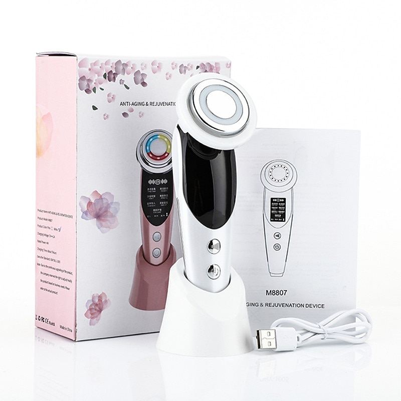 7 i 1 ansiktslyftanordning ems radiofrekvens mikroströmföryngring ansiktsmassageapparat ljusterapi anti-aging anti-rynk skönhetsinstrument 2025 - $35.99 –P1