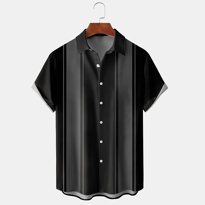 Per uomo Camicia Camicia casual Camicia da Bowling Camicia con Bottoni Nero Vino Rosso Manica Corta A righe Collo ripiegato Vacanza Streetwear Stile Vintage Abbigliamento Poliestere Misto Cotone Moda del 2025 a $20.99 –P10