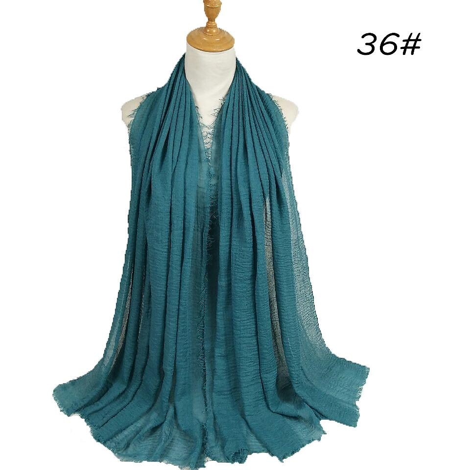 muszlim hidzsáb fejfedő egyszínű buborékos sifon sál nőknek divatos puha hidzsáb hosszú sál betakaró sálak 175*70cm 2025 - $13.99 –P5