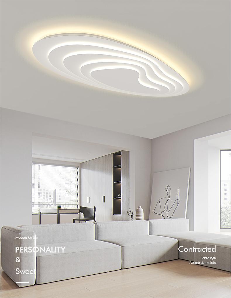 moderne taklampe som kan dimmes med fjernkontroll 56 cm innfelt taklampe akryl lampeskjerm lysekrone soverom stue 2025 - $230.29 –P14