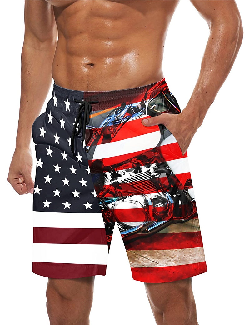 Herr Grafiska tryck Landsflagga Badshorts Boardshorts Medium Midja Hawaiisk Boho Ledigt Dagligen Helgdag Snörning med meshfoder Elastisk midja Designer Kläder 2025 - $19.99 –P1