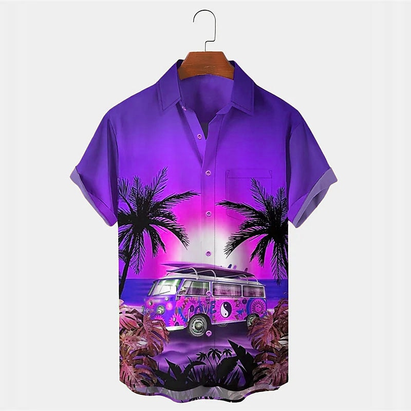 Férfi Autó Kókuszfa Trópusi növények Ing Hawaii ing Aloha ing Rövid ujjú Ing Térfogatcsökkenés Tropikus Divat Hawaii Szabadtéri Utca Hawaii Fekete Sárga Medence S M L 2025 - $24.99 –P6