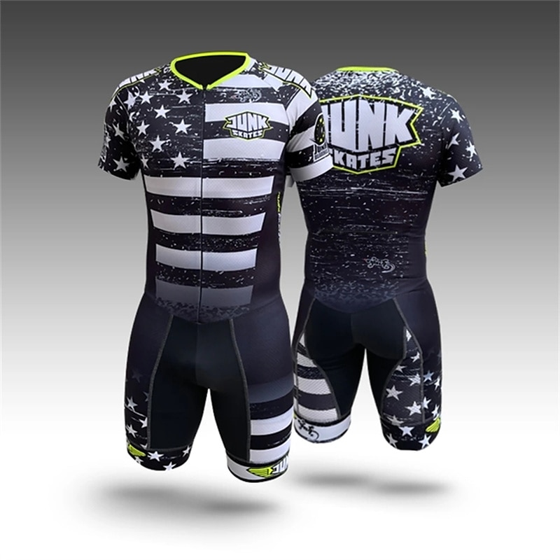 Men's Triathlon Tri Suit Short Sleeve Triathlon Silver Light Yellow Dark Grey Graphic Bike Lycra Sports Graphic Clothing Apparel 2025 - $45.99 –P4