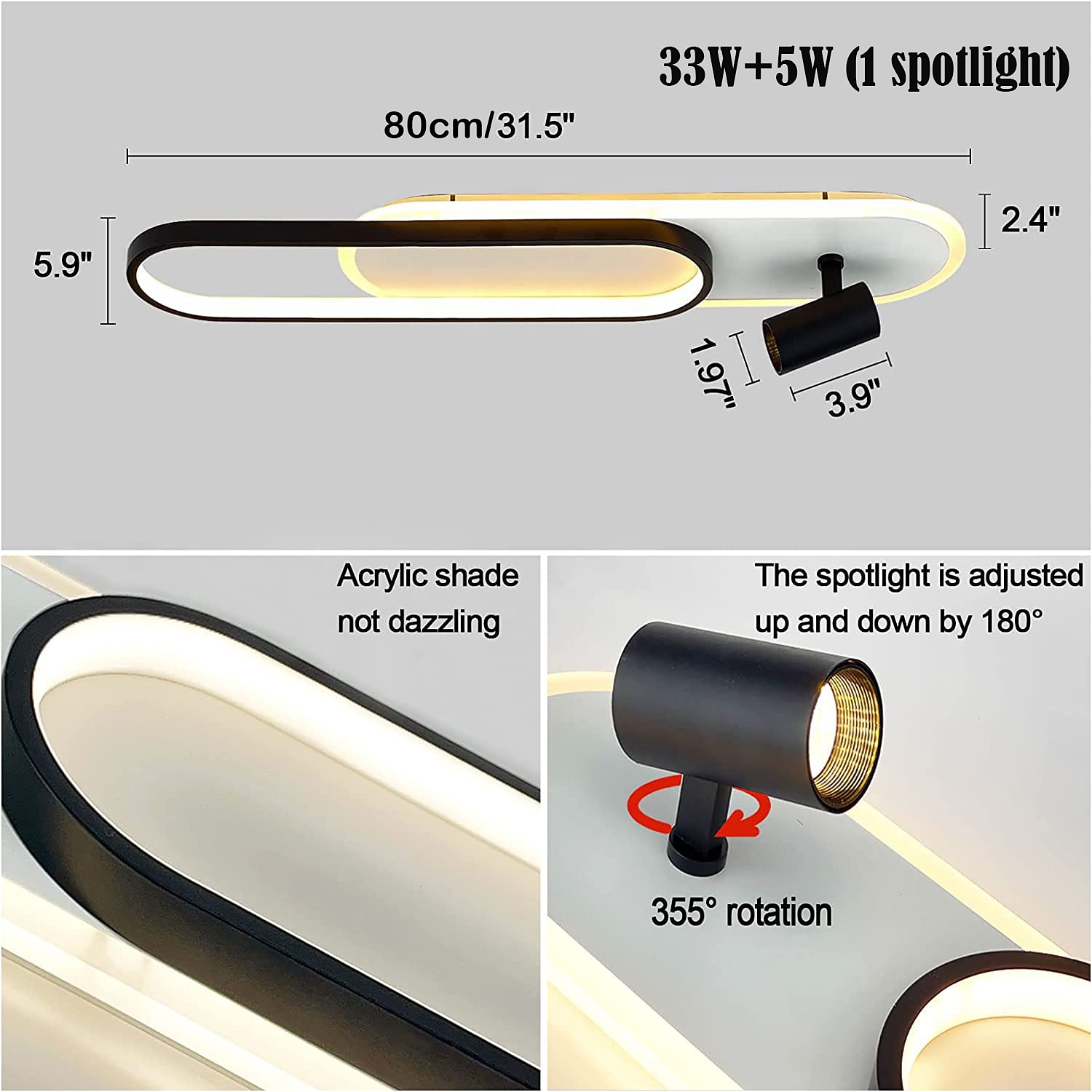 Modern LED Ceiling Lamp 1-2 Lamp Track Lamp Sotlight 80cm 100cm Geometric Ceiling Lamp Dimmable Remote Control Living Room Bedroom Kitchen Dining Room Lamp AC220V 2026 - $264.59 –P2