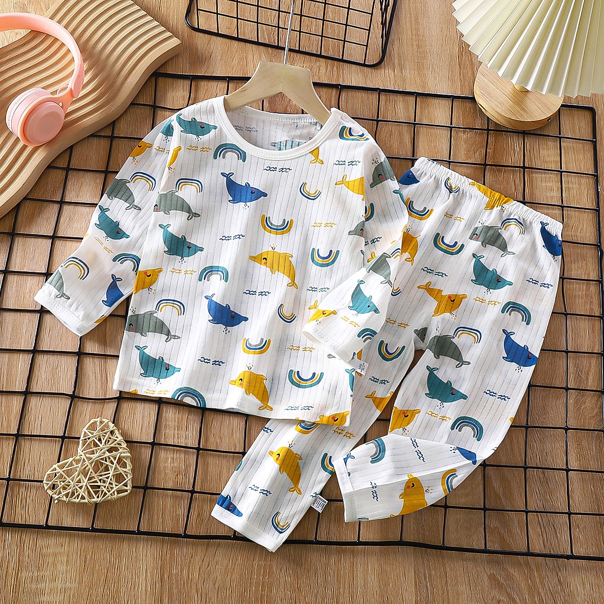 Copii Băieți 2 Piese Set pijama Manșon Lung Mânecă lungă-Z02-câine de lapte Mânecă lungă-Z04-Ursul de ceai cu lapte Maneca lunga-Z06-Nava spatiala Animal Desene Animate Vară Primăvară Zilnic Casă 2025 - $16.49 –P12