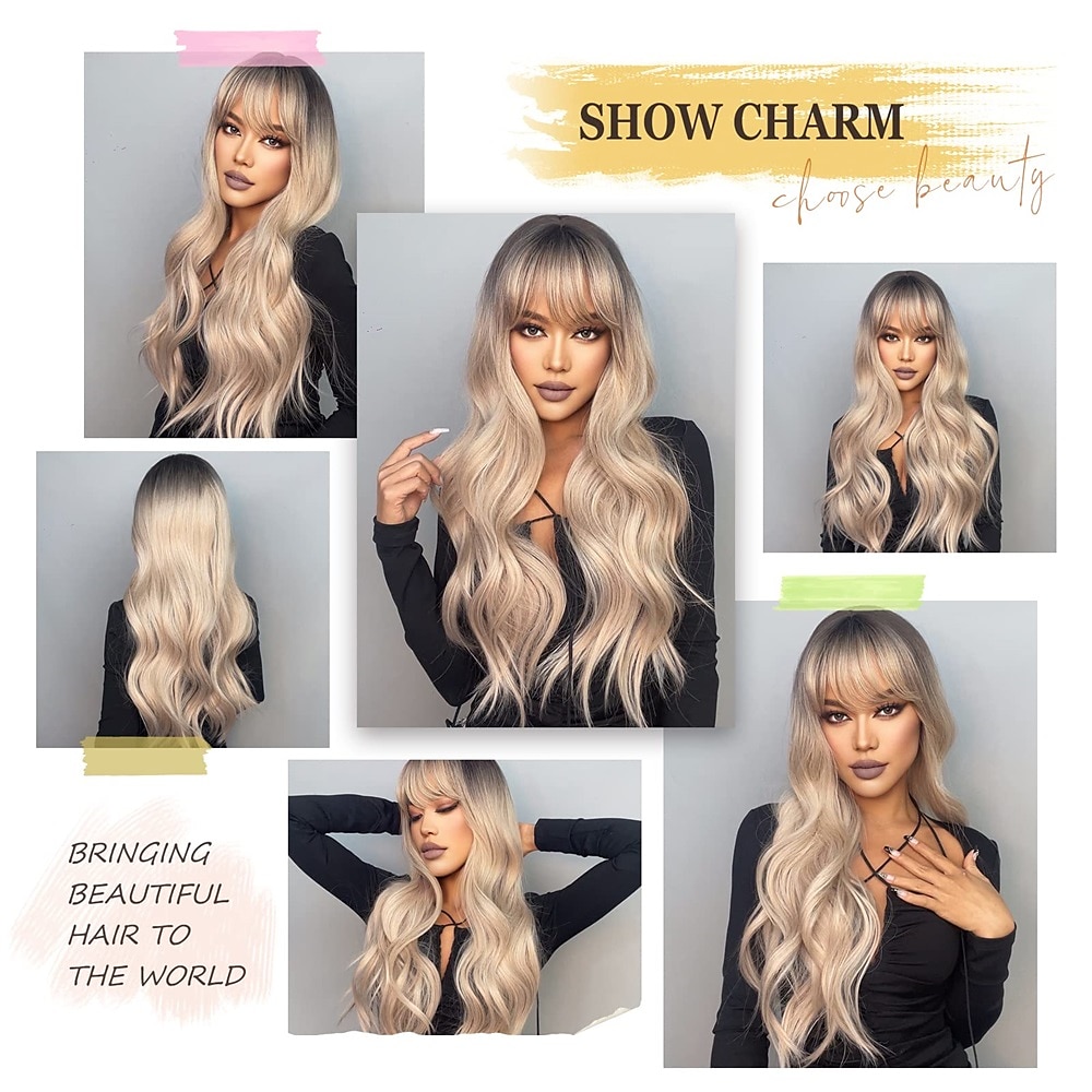 Long Auburn Wig with Bangs Layered Curly Orange Wigs for Women Natural Synthetic Wigs for Daily Use 2025 - $34.99 –P16