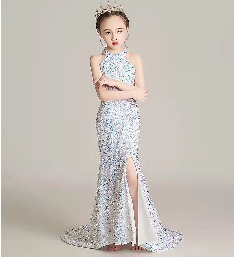 Blumenmädchenkleid Mädchen Kleid Abendkleid Party Kleid Hochzeit Party Besondere Anlässe Kuschelig Prinzessin Pailletten Spitze Glatt Ärmellos Schulterfrei Schwarz Weiß 2026 - $71.99 –P4