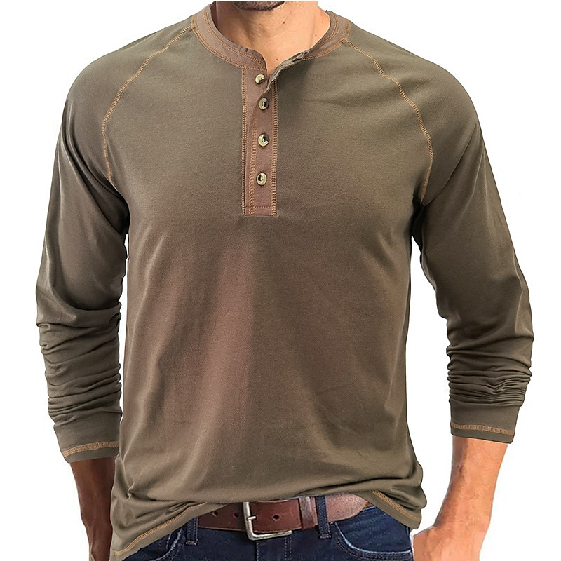 Herr Henleytröja T-tröja Långärmad tröja Slät Henley Gata Semester Långärmad Button-Down Kläder Designer Grundläggande Modernt Modernt 2025 - $22.99 –P3