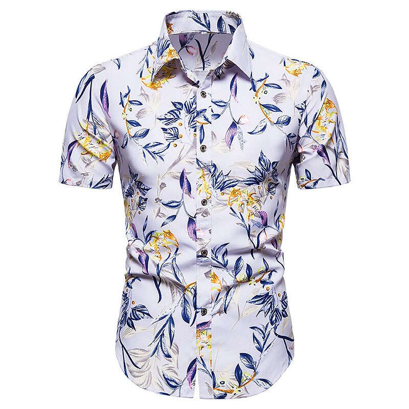 Men's Shirt Summer Shirt Button Up Shirt Casual Shirt Beach Shirt Summer Hawaiian Shirt Red Purple Short Sleeve Florals Shirt Collar Outdoor Going out Print Clothing Apparel Streetwear Stylish Casual 2025 - $19.99 –P5