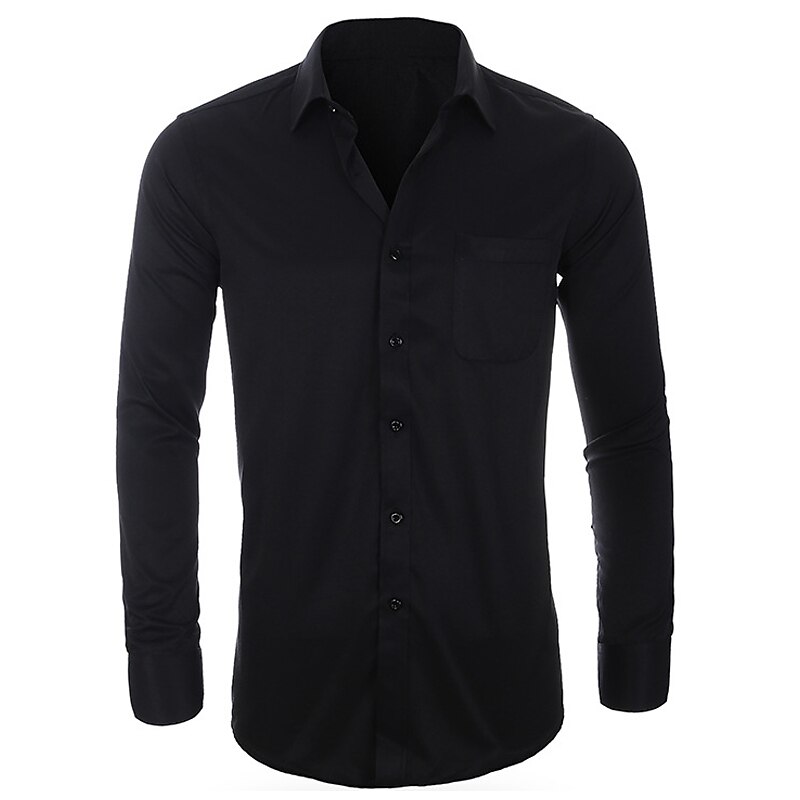 Men's Plain Shirt Long Sleeve Shirt Turndown Outdoor Business Black White Pale Blue Pale Pink Plus Size Clothing Apparel Modern Style Solid Retro Vintage 2025 - $21.99 –P4
