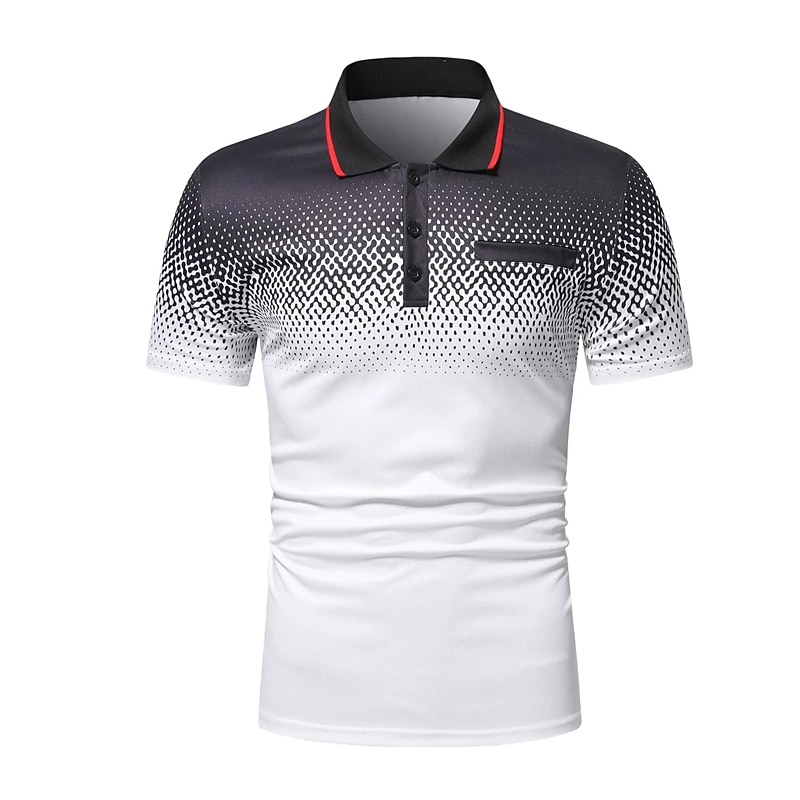 Men's Polo Shirt Golf Shirt Casual Holiday Ribbed Polo Collar Classic Short Sleeve Fashion Basic Color Block Button Summer Regular Fit Fire Red Black White Blue Orange Grey Polo Shirt 2025 - $17.99 –P3
