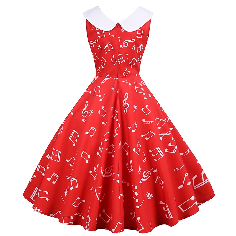 Retro / vintage 1950 Rochie de epoca Rochie leagăn Rochie Flare Note muzicale Pentru femei Carnaval Mascaradă Casul / Zilnic Petrecerea Burlăcițelor Adulți Rochie Rochii de acasă 2025 - $23.99 –P10