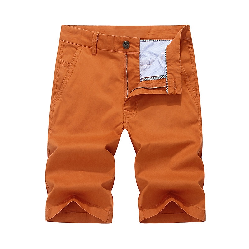 Herren Shorts Kurze Hosen Chino Bermuda Shorts Bermudas Tasche Glatt Komfort Atmungsaktiv Outdoor Täglich Ausgehen Baumwollmischung Modisch Strassenmode Armeegrün Orange 2025 - $34.99 –P5