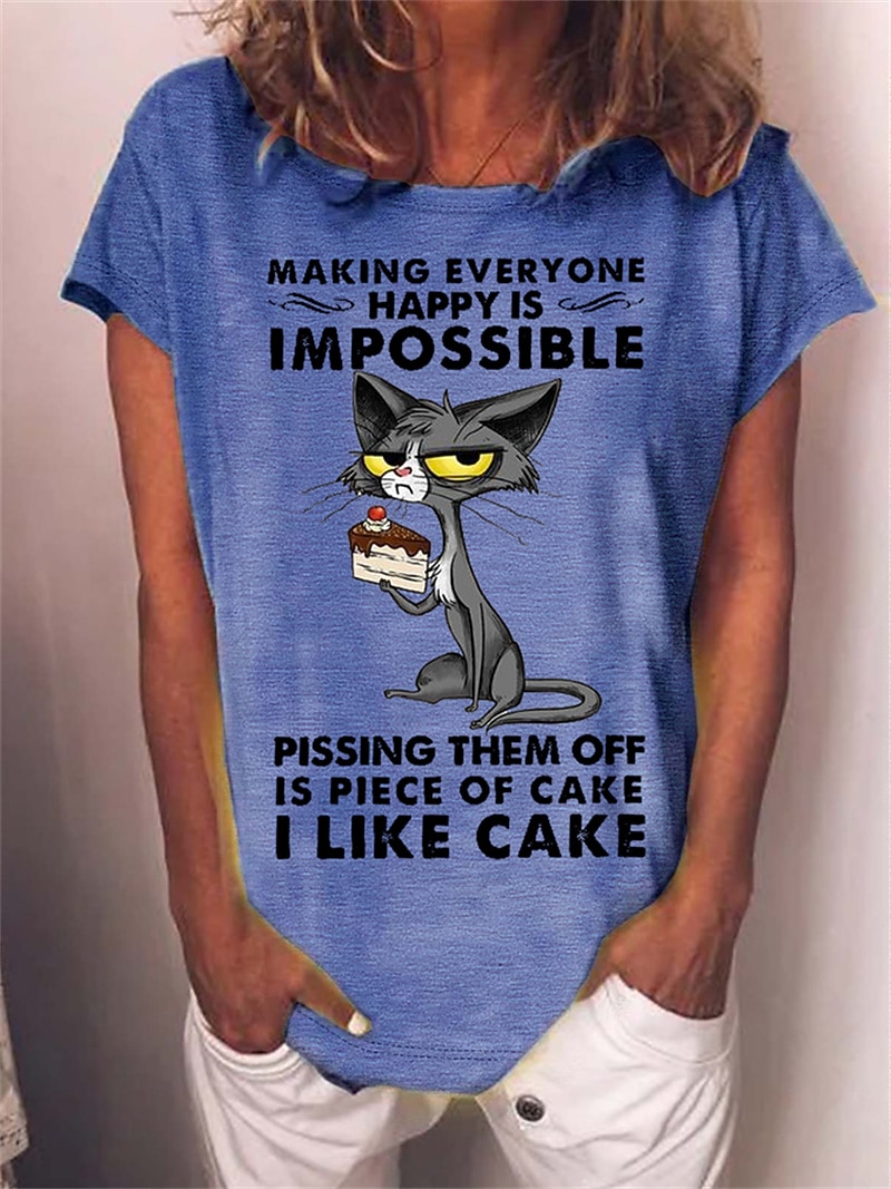 Γυναικεία Μπλουζάκι Γάτα Γράμμα Κείμενο Βασικό Κοντομάνικο Στρογγυλή Λαιμόκοψη Κανονικά μπλουζάκια Καθημερινά Σαββατοκύριακο Στάμπα Λευκό Ρουμπίνι Θαλασσί Πράσινο του τριφυλλιού Γκρίζο 2025 - $19.99 –P2