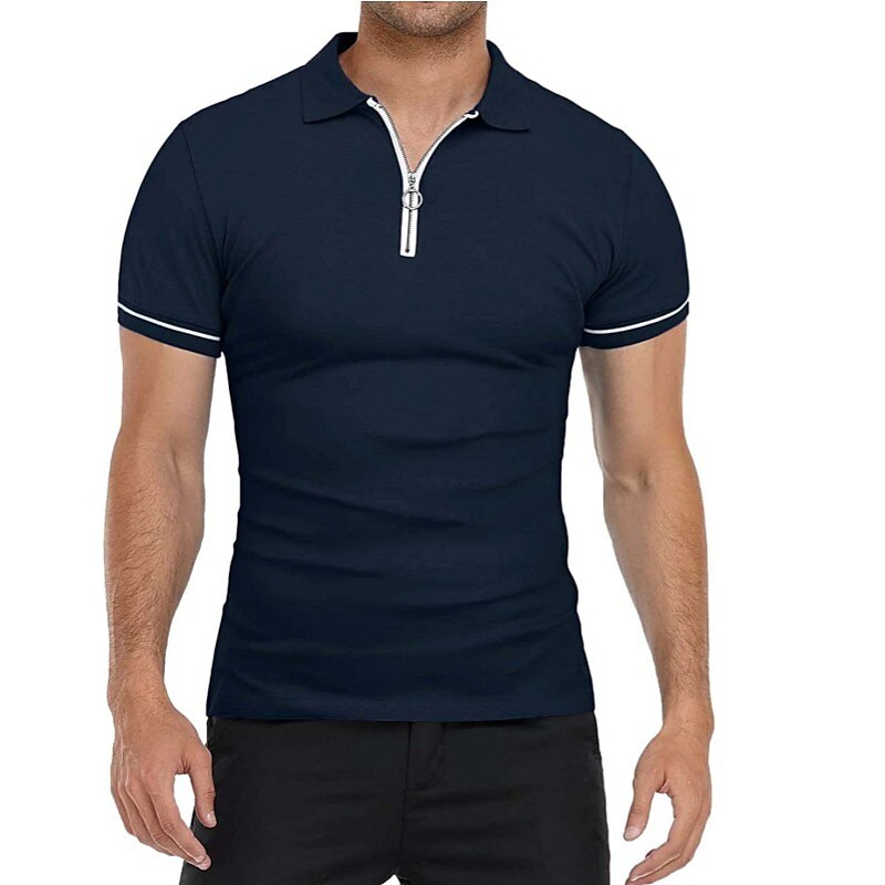 Men's Golf Shirt Polo Sports & Outdoor Casual Quarter Zip Short Sleeve Fashion Streetwear Solid Color Plain Zipper Summer Light Blue Black White Red Navy Blue Dark Grey Golf Shirt 2025 - $16.49 –P6