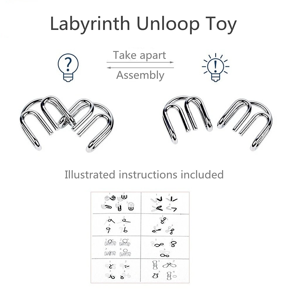 8 st/set iq metall pussel hjärnteaser intelligens lösning ring montessori pussel för barn vuxna anti-stress fidget leksak 2025 - $17.99 –P6