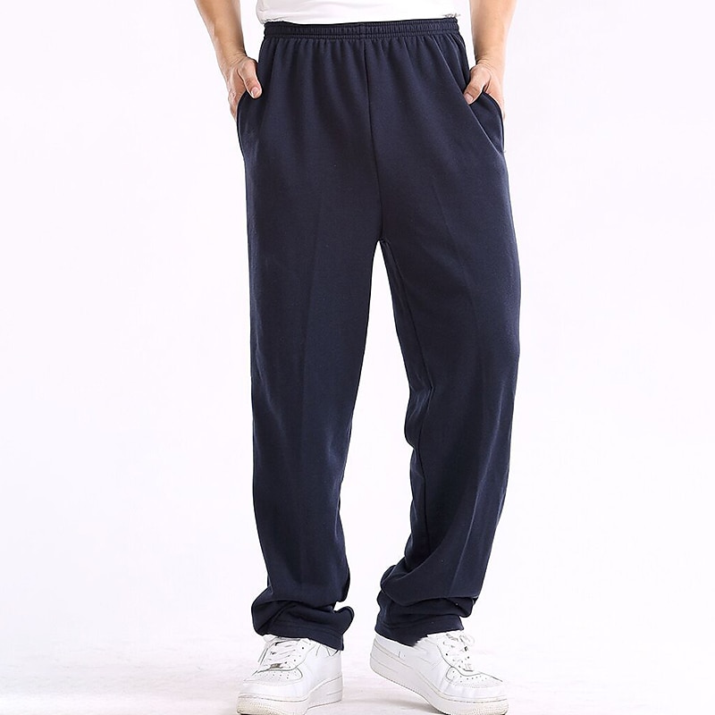 Men's Fleece Pants Sweatpants Joggers Trousers Straight Leg Sweatpants Pocket Plain Comfort Breathable Outdoor Daily Going out Fashion Streetwear Black Wine 2025 - $17.99 –P10