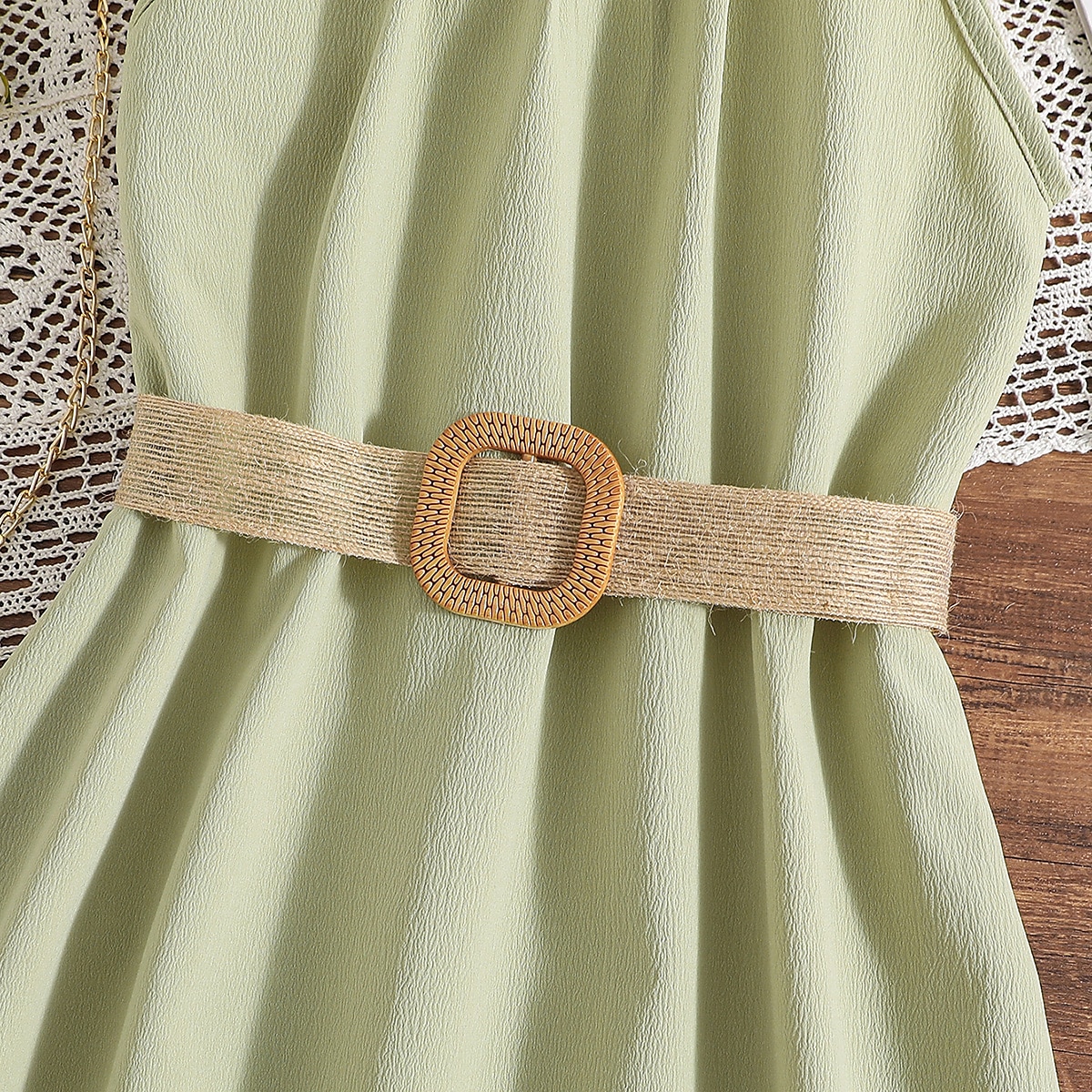 Kids Girls' Dress Solid Color Halter Neck Dress Above Knee Dress School Halter Off Shoulder Sleeveless Fashion Dress 7-13 Years Summer Light Green 2025 - $22.99 –P10