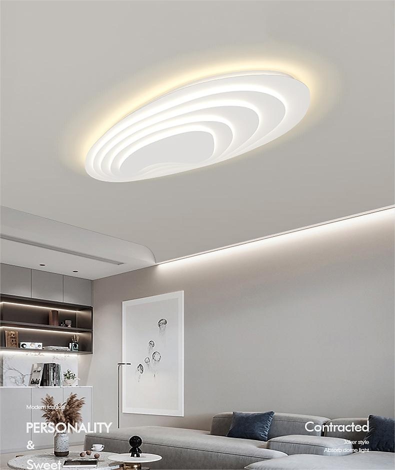 moderne taklampe som kan dimmes med fjernkontroll 56 cm innfelt taklampe akryl lampeskjerm lysekrone soverom stue 2025 - $230.29 –P15