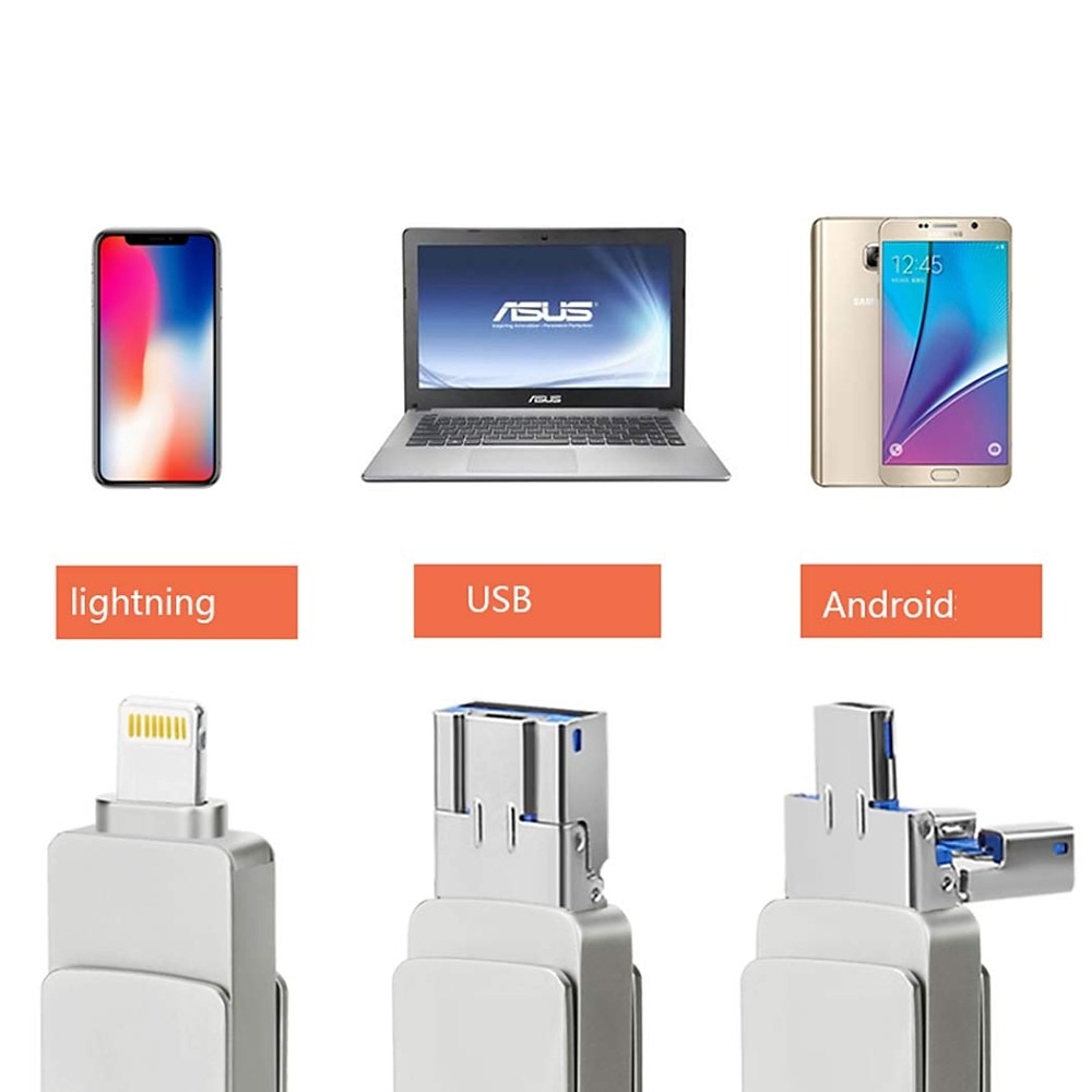 3 in 1 usb flash drives, 32 gb 64 gb 128 gb iphone ipad usb flash 3.0 pendrive memory stick voor iphone ipad android pc 2025 - $25.99 –P6