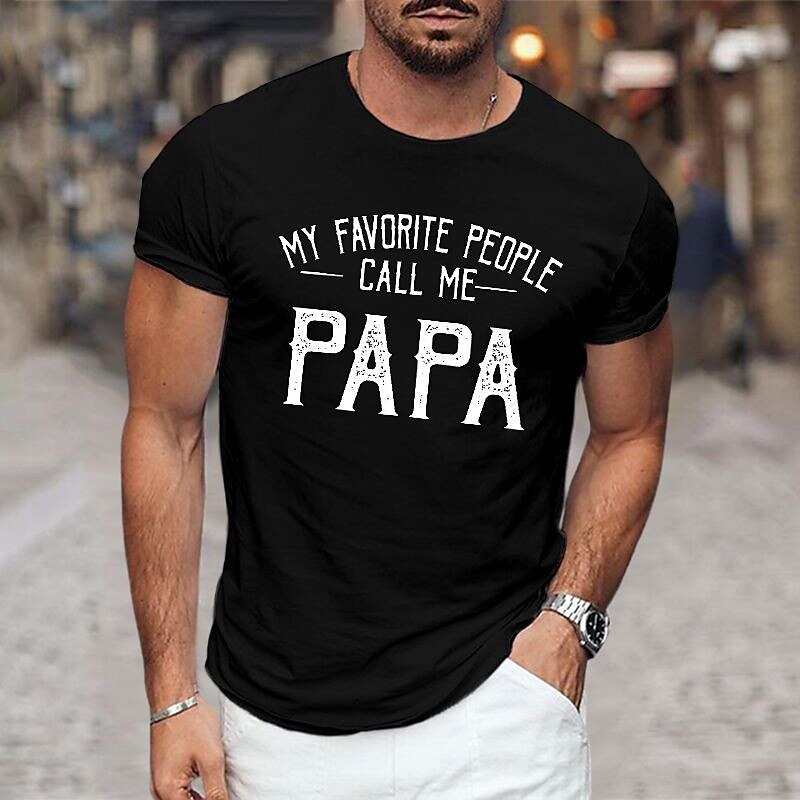 Men's Graphic Prints Daddy Letter Print Family T Shirt Graphic Tee Cotton Short Sleeves Graphic Shirt Black White Navy Blue Comfortable Tee Vacation Street Fashion Designer Clothing 2025 - $15.99 –P6